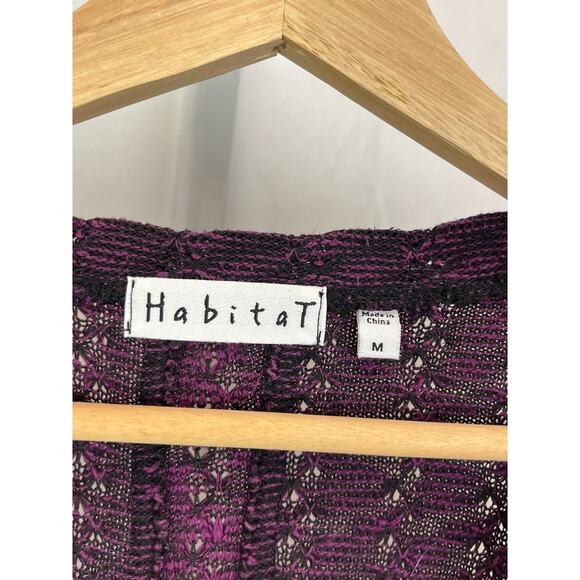 HABITAT Pullover Sweater V-Neck Long Sleeve Zig Zag Cotton Blend Purple Size M - Picture 4 of 5